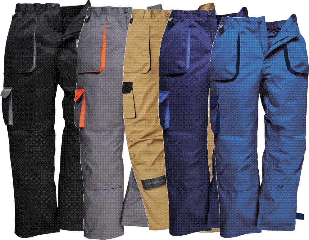 Portwest TX11 Texo Contrast Work Wear Trousers Elastic Waist Knee Pad Pockets 